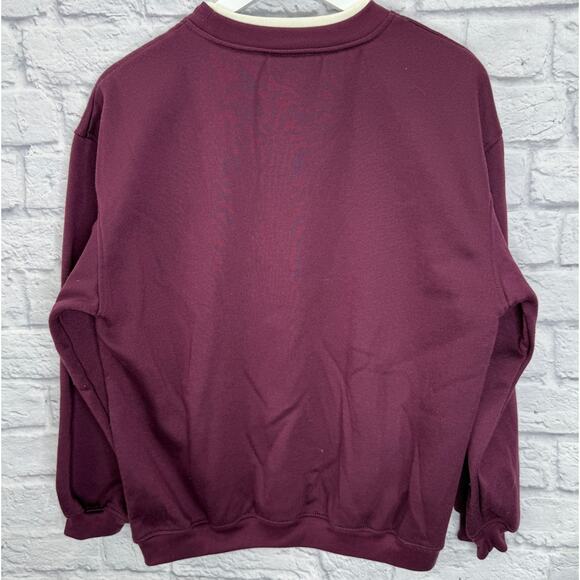 Vintage Basic Editions Womens Crewneck Sweatshirt Size M Purple Leaves - Picture 4 of 4